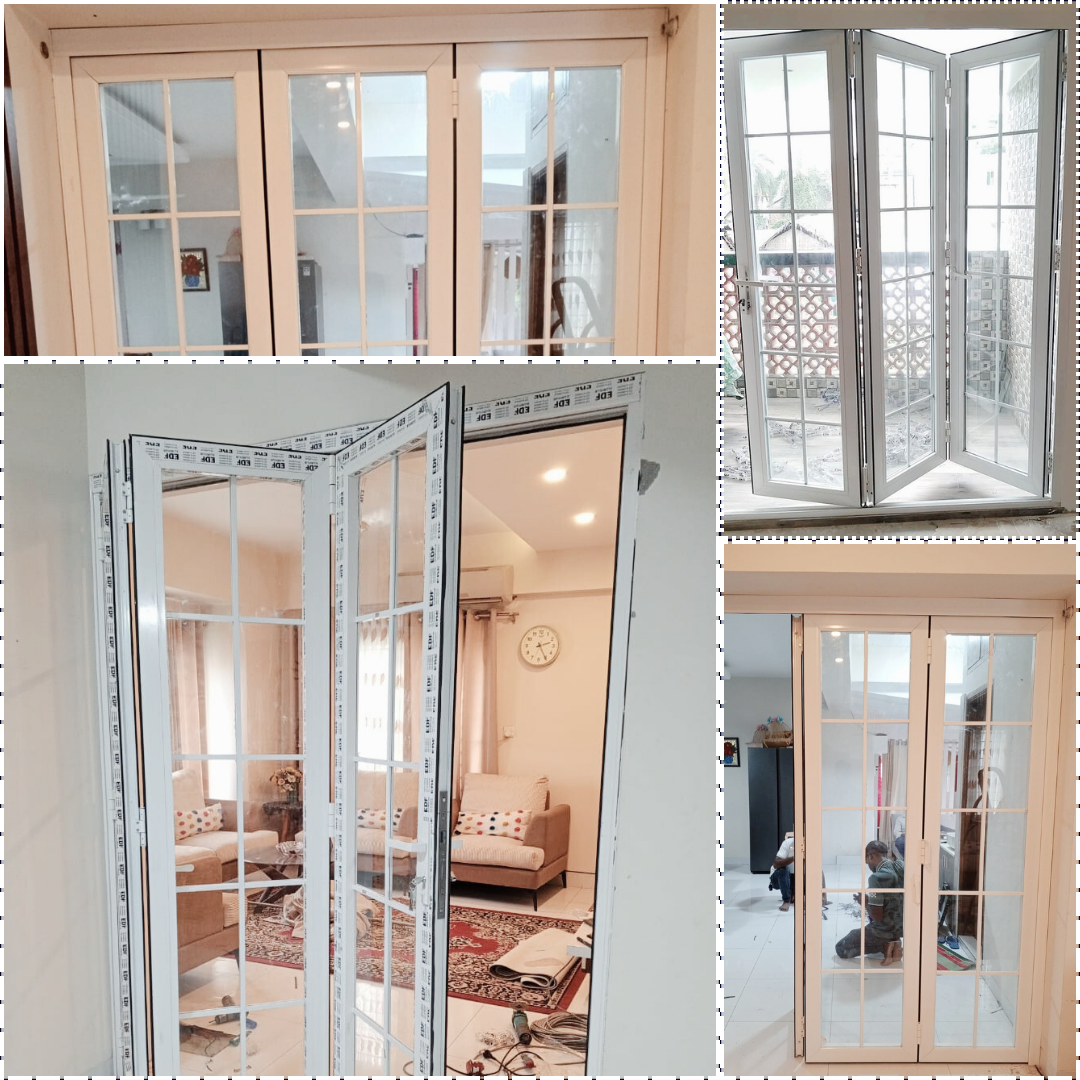 White Aluminum folding door for home office 